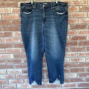 Good American Jeans Good Legs Straight Women’s Plus 24 Medium Wash Distressed